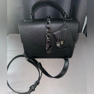 Aldo Black Top Handle Crossbody Bag with Chain Detail